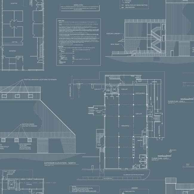 The Market Blue & White Wallpaper - York Wallcoverings - MH1537 - York Wallcoverings Wallpaper