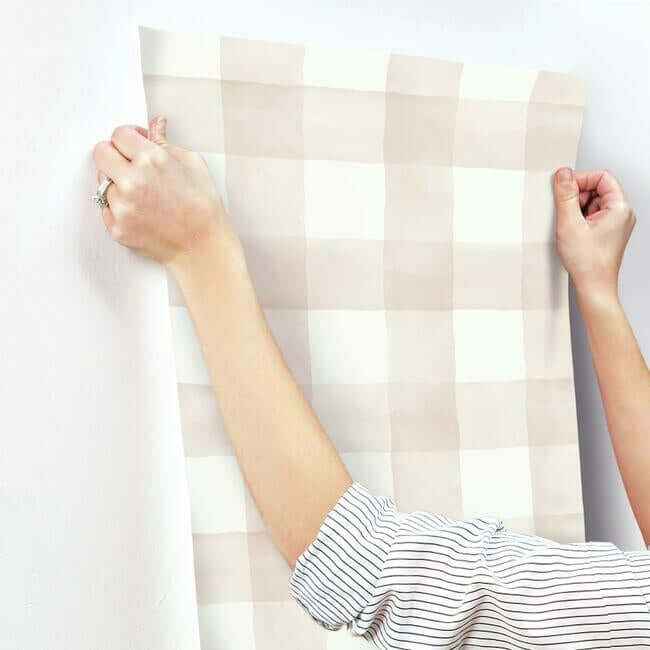 Watercolor Check Pink & White Wallpaper - York Wallcoverings - MH1517 - York Wallcoverings Wallpaper