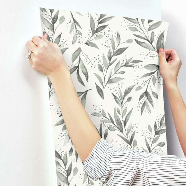olive-branch-charcoal-wallpaper-york-wallcoverings-me1537 - York Wallcoverings Wallpaper