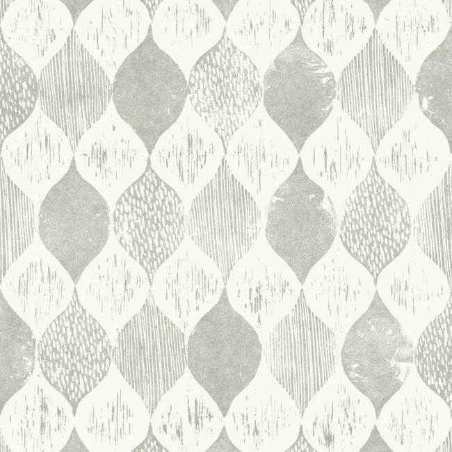 Garden Trowel Woodblock Print Grey Wallpaper - York Wallcoverings - ME1564