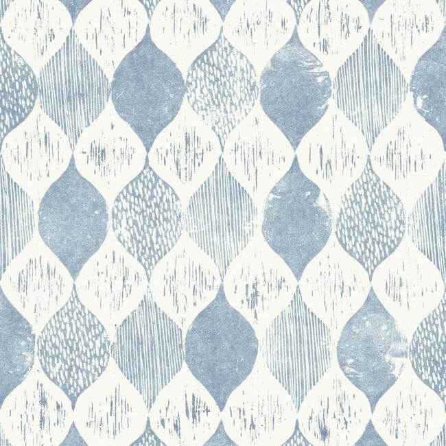 Woodblock Blue Wallpaper - York Wallcoverings - ME1568