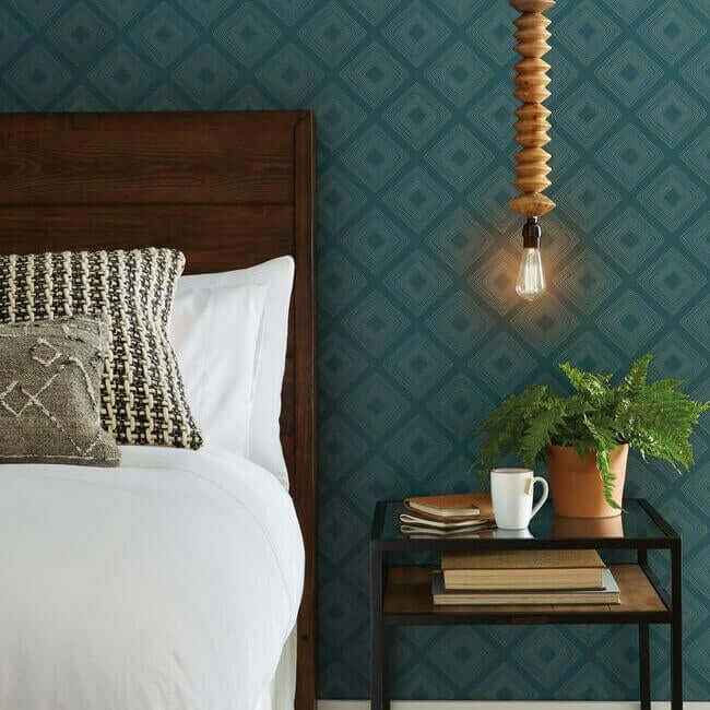 Weekends Diamond Sketch Teal Wallpaper - York Wallcoverings - ME1577 - York Wallcoverings Wallpaper