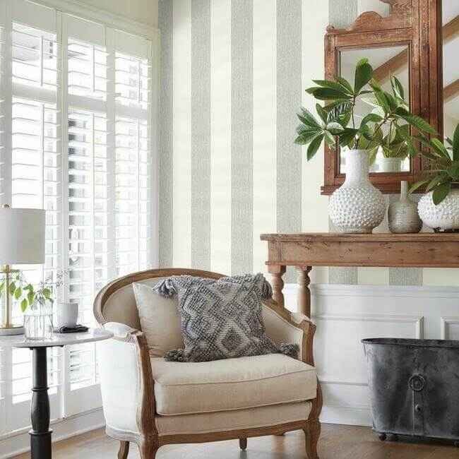 Thread Stripe Black Wallpaper - York Wallcoverings - MK1117 - York Wallcoverings Wallpaper