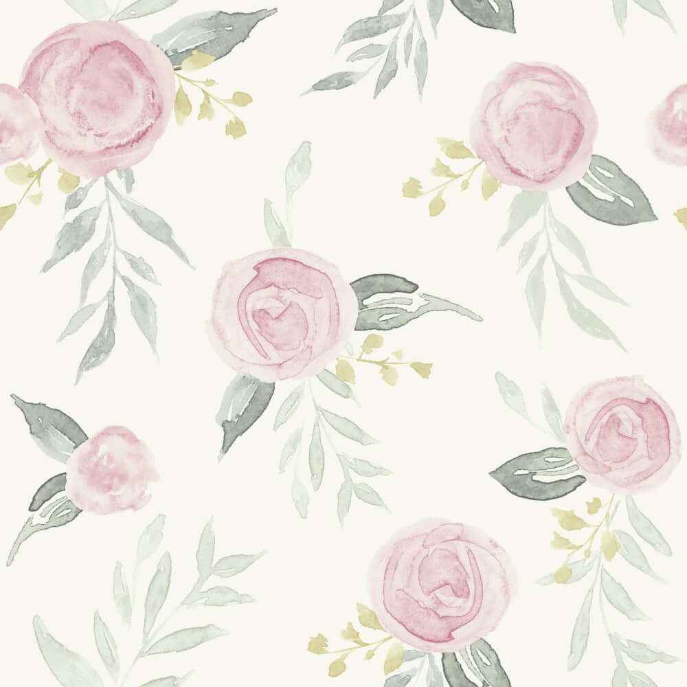 Watercolor Roses Pink Wallpaper - York Wallcoverings - MK1125 - York Wallcoverings Wallpaper