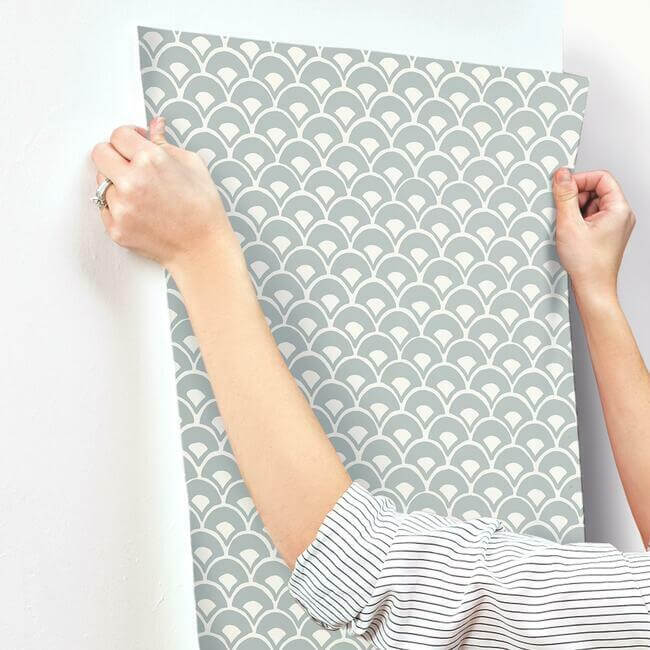 stacked-scallops-blue-wallpaper-york-wallcoverings-mk1151 - York Wallcoverings Wallpaper