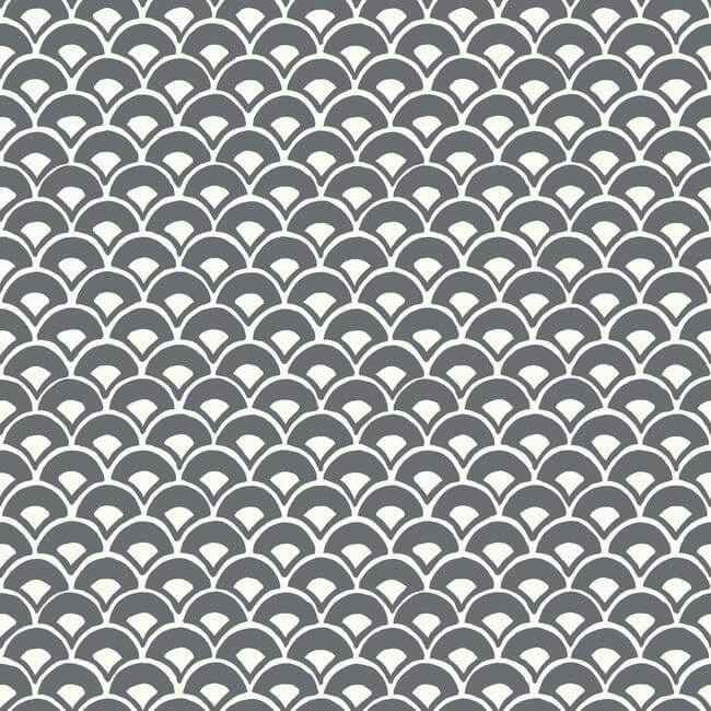 Stacked Scallops Grey Wallpaper - York Wallcoverings - MK1150