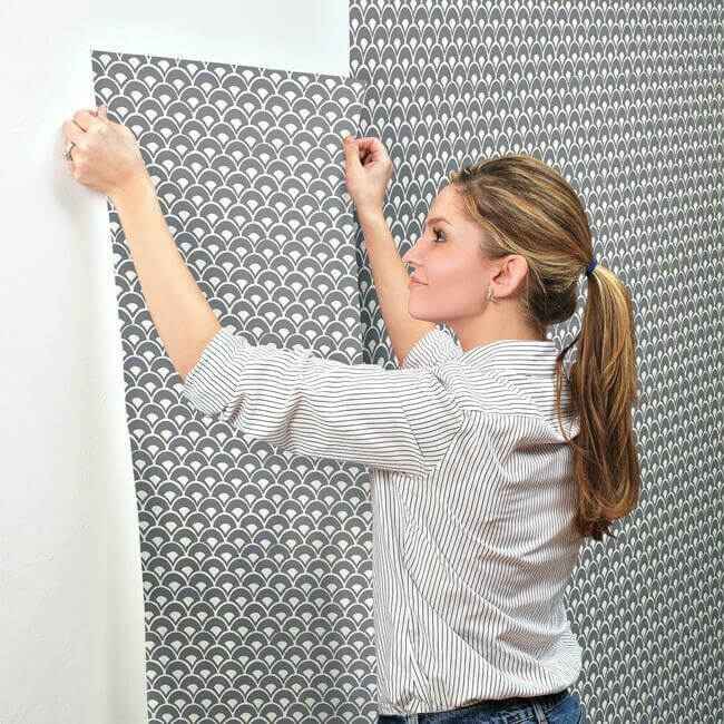 Stacked Scallops Grey Wallpaper - York Wallcoverings - MK1150 - York Wallcoverings Wallpaper