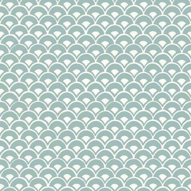 Stacked Scallops Blue Wallpaper - York Wallcoverings - MK1157 - York Wallcoverings Wallpaper