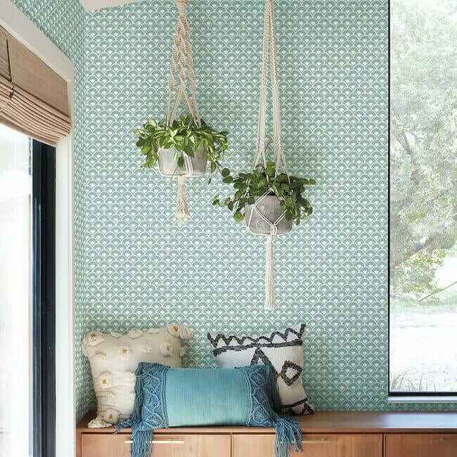 Stacked Scallops Blue Wallpaper - York Wallcoverings - MK1157 - York Wallcoverings Wallpaper