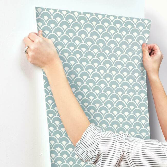 stacked-scallops-blue-wallpaper-york-wallcoverings-mk1157 - York Wallcoverings Wallpaper