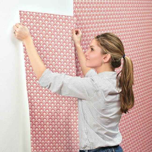 Stacked Scallops Pink Wallpaper - York Wallcoverings - MK1155 - York Wallcoverings Wallpaper