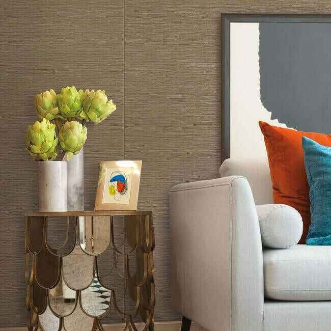 Ramie Weave Brown Wallpaper - York Wallcoverings - CD1037N - York Wallcoverings Wallpaper