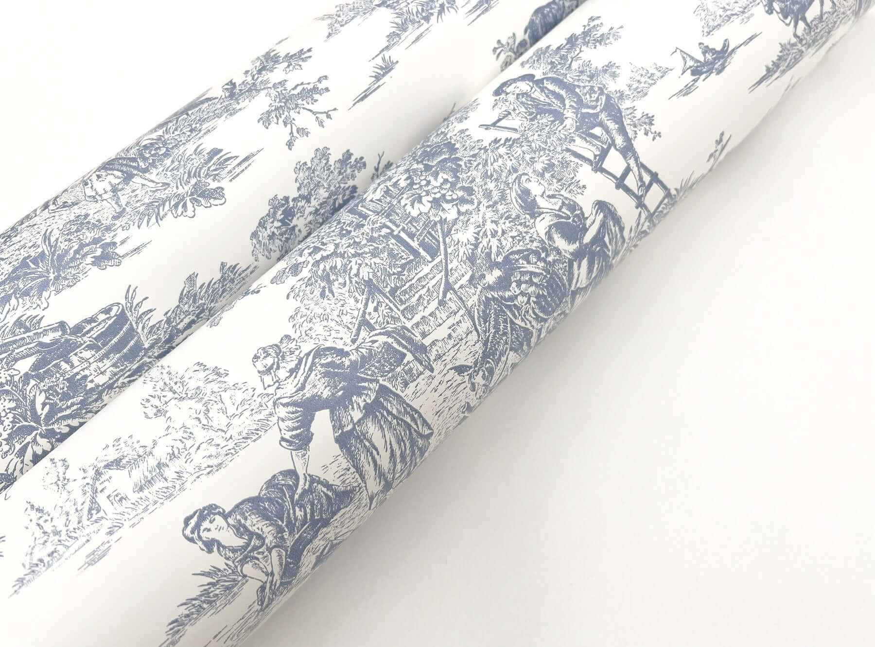 Campagne Toile Blue & White Wallpaper - York Wallcoverings - AT4229 - York Wallcoverings Wallpaper