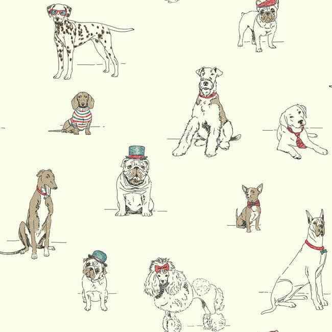 Dog's Life Red & Blue Wallpaper - York Wallcoverings - AF1939