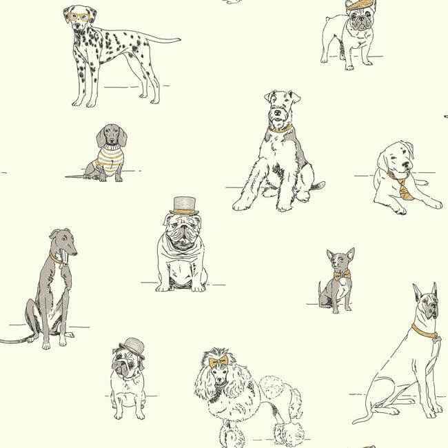 Dog's Life Silver & Gold Metallic Wallpaper - York Wallcoverings - AF1938