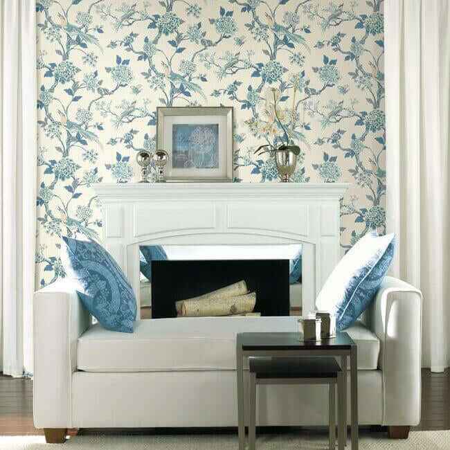 Fanciful Blue & White Wallpaper - York Wallcoverings - AF1900 - York Wallcoverings Wallpaper