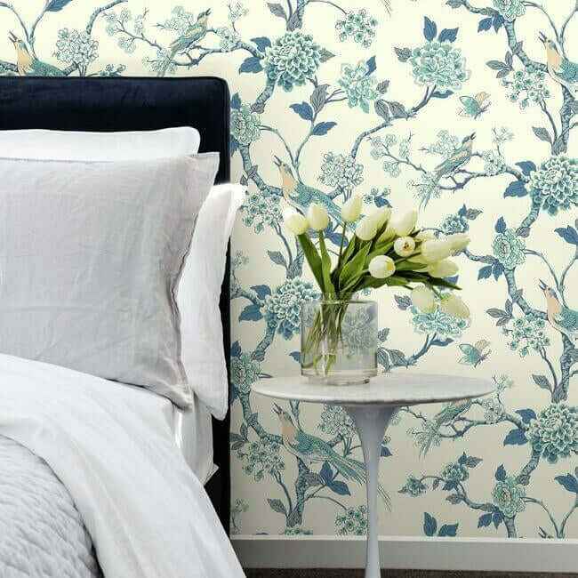 Fanciful Blue & White Wallpaper - York Wallcoverings - AF1900 - York Wallcoverings Wallpaper