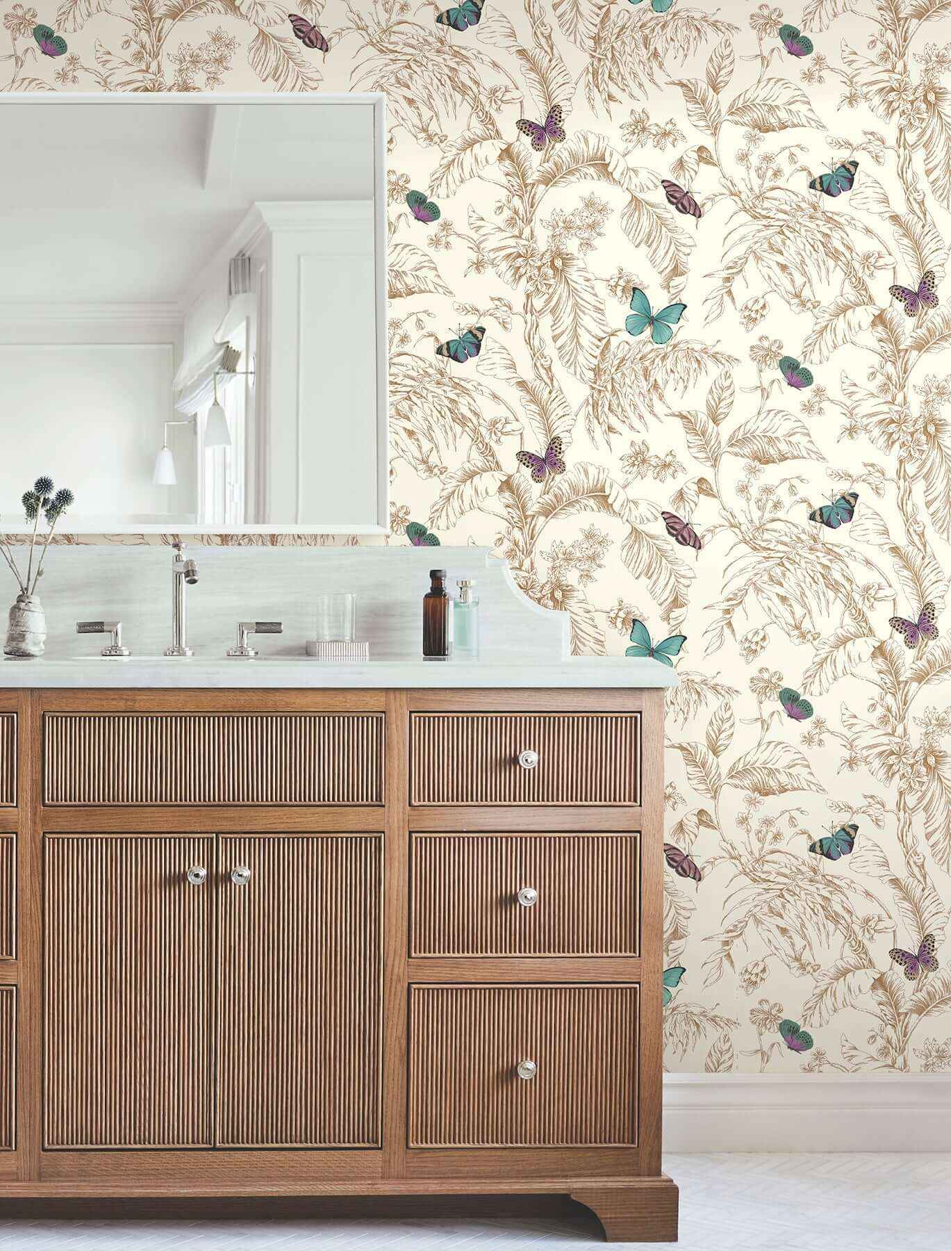Papillon Gold Wallpaper - York Wallcoverings - AF2028