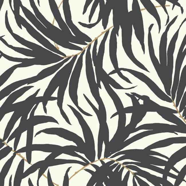 Bali Leaves Off White & Dark Grey Wallpaper - York Wallcoverings - AT7056 - York Wallcoverings Wallpaper
