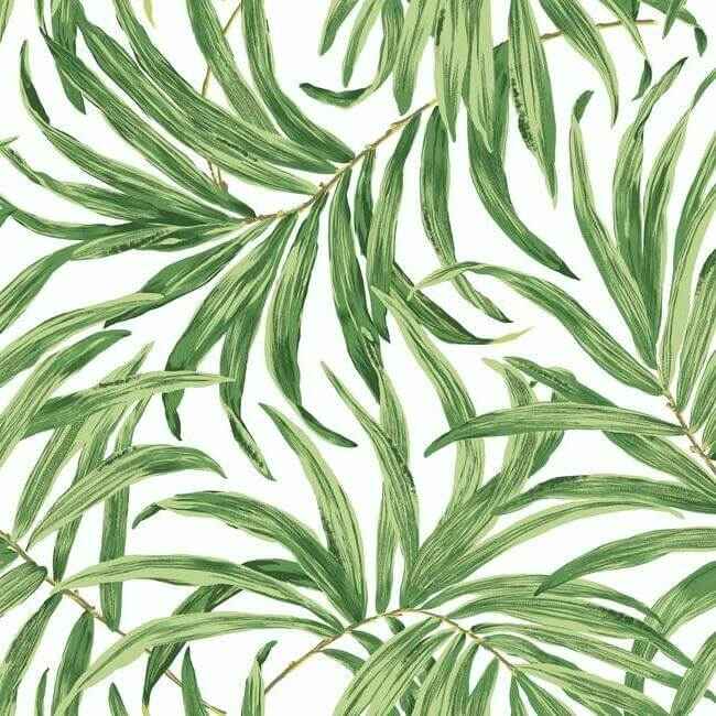 Bali Leaves Yellow & Tan Wallpaper - York Wallcoverings - AT7050