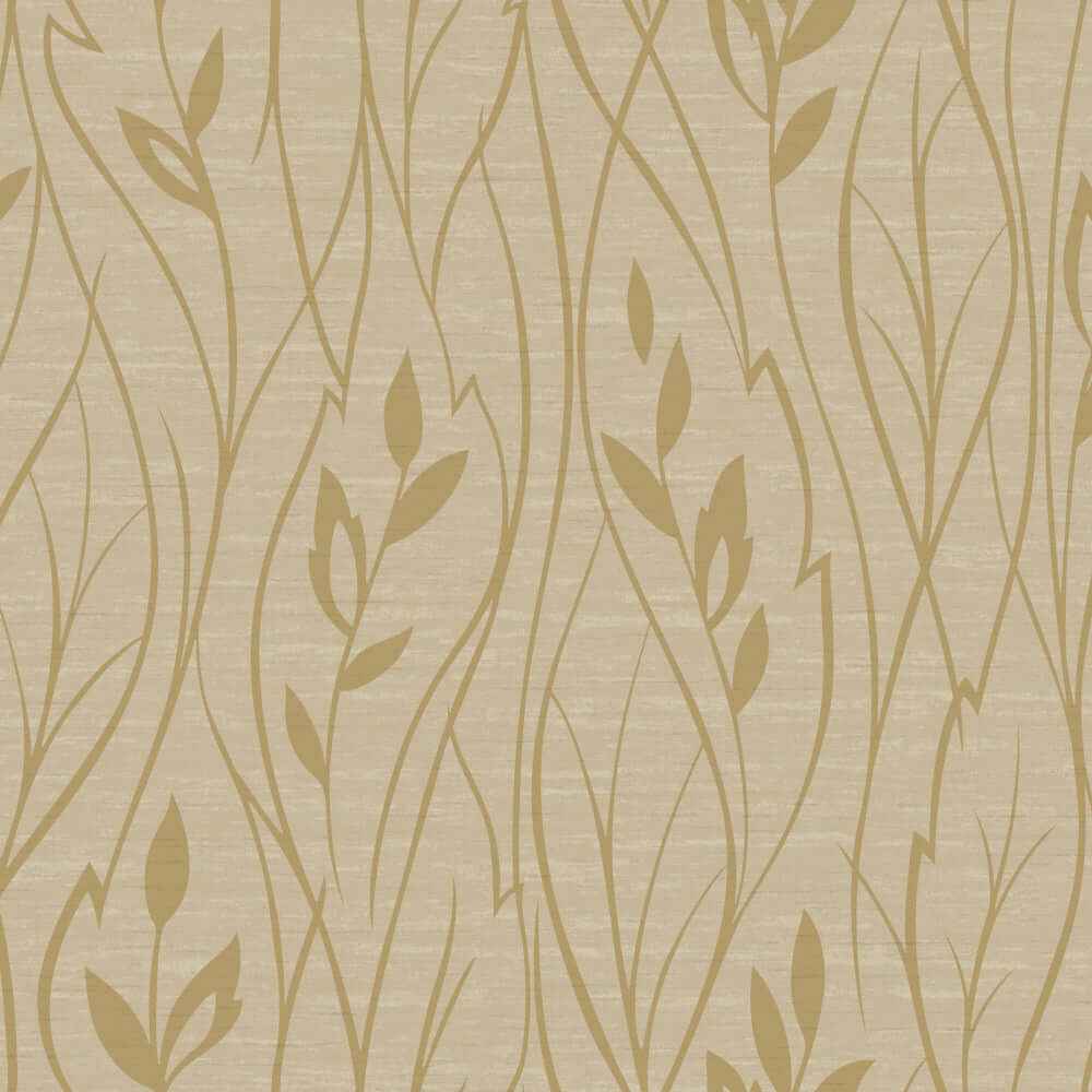 Leaf Silhouette Beige Metallic Wallpaper - York Wallcoverings - Y6200805