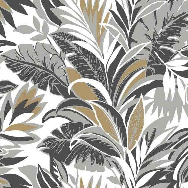 Palm Silhouette Black & Gold Wallpaper - York Wallcoverings - CY1567