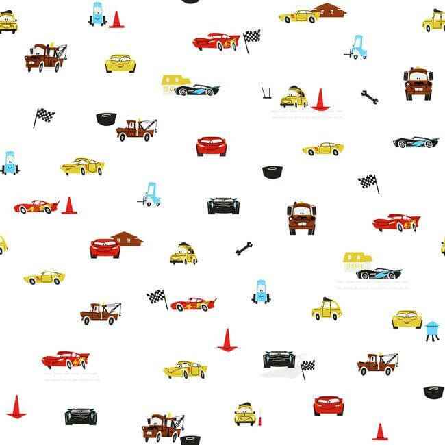 Disney & Pixar Cars Racing Spot White Wallpaper - York Wallcoverings - DI0921