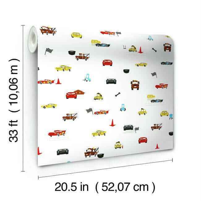 Disney & Pixar Cars Racing Spot White Wallpaper - York Wallcoverings - DI0921 - York Wallcoverings Wallpaper