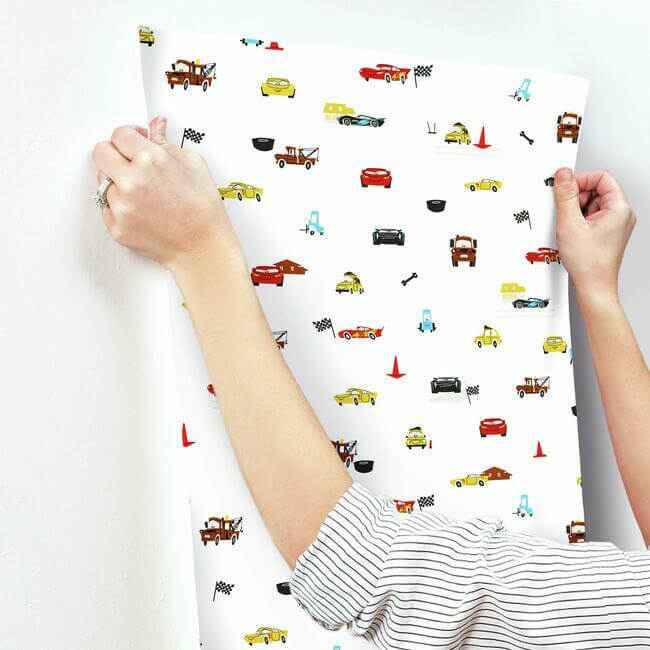 Disney & Pixar Cars Racing Spot White Wallpaper - York Wallcoverings - DI0921 - York Wallcoverings Wallpaper