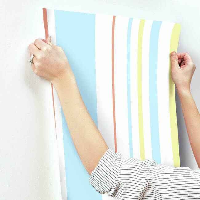 Disney & Pixar Toy Story 4 Owens Stripe Blue & Orange Wallpaper - York Wallcoverings - DI0909 - York Wallcoverings Wallpaper