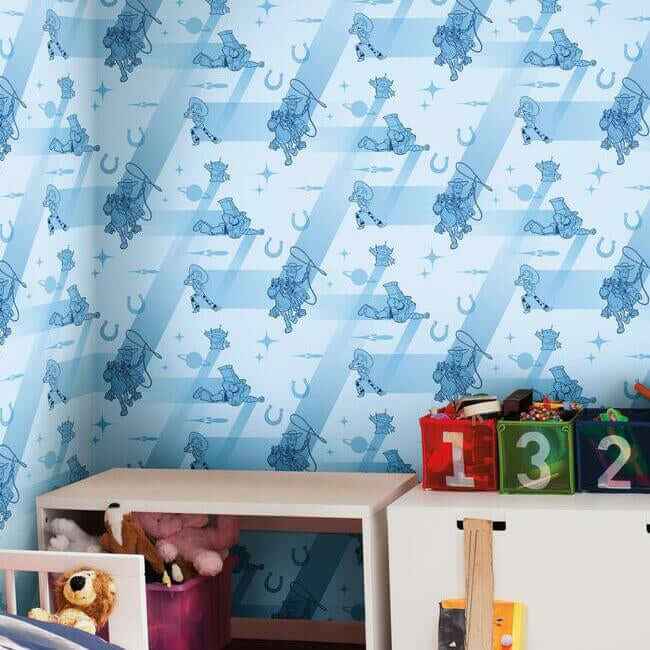 Disney & Pixar Toy Story 4 Retro Blue Wallpaper - York Wallcoverings - DI0925 - York Wallcoverings Wallpaper