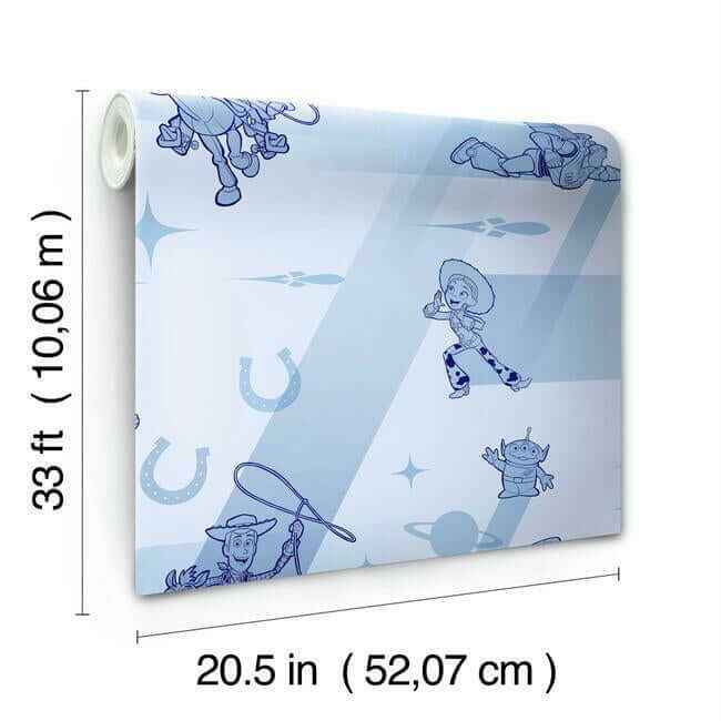 Disney & Pixar Toy Story 4 Retro Blue Wallpaper - York Wallcoverings - DI0925 - York Wallcoverings Wallpaper