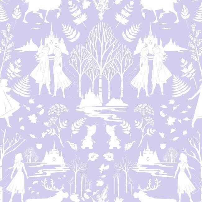 Disney Frozen 2 Nordic Purple Glitter Wallpaper - York Wallcoverings - DI1013