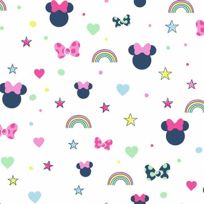disney-minnie-mouse-rainbow-pink-wallpaper-york-wallcoverings-di0991 - York Wallcoverings Wallpaper