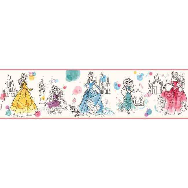 Disney Princess Pretty Elegant Blue & Green Border - York Wallcoverings - DI1021BD - York Wallcoverings Wallpaper