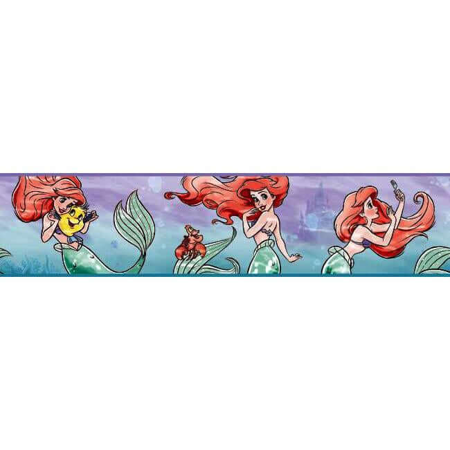 Disney The Little Mermaid Ariel & Friends Purple & Red Border - York Wallcoverings - DI1016BD - York Wallcoverings Wallpaper