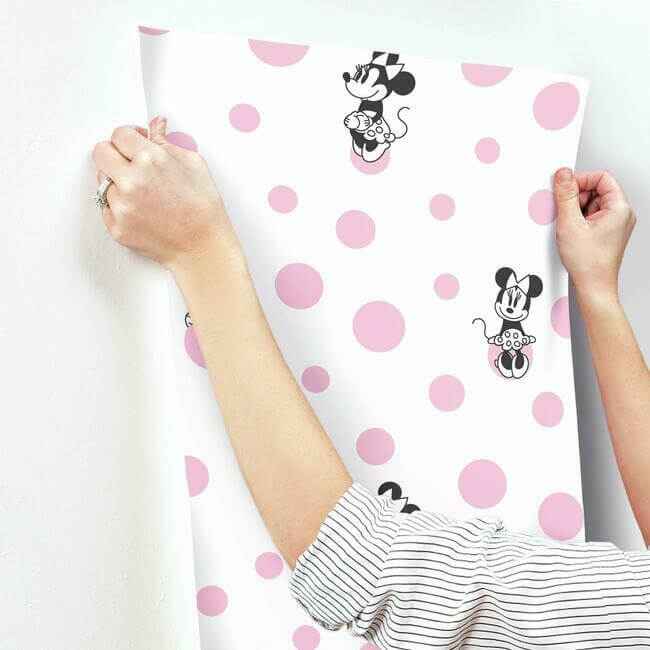 Minnie Dots Pink Wallpaper - York Wallcoverings - DI1027 - York Wallcoverings Wallpaper