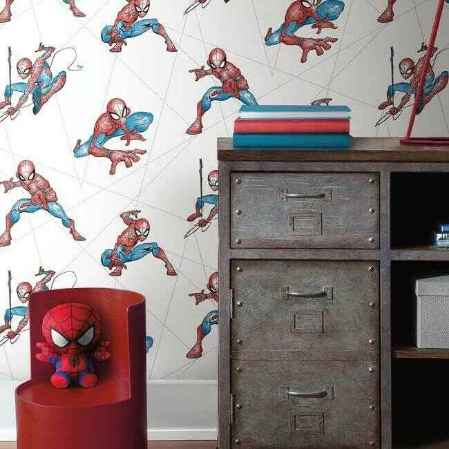 Spider-Man Fracture Blue & Grey Wallpaper - York Wallcoverings - DI0939 - York Wallcoverings Wallpaper