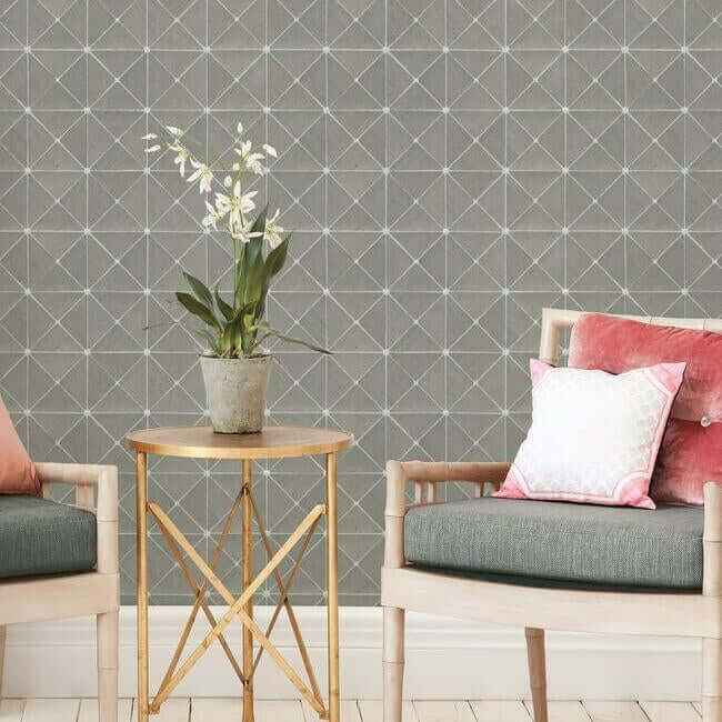 Dazzling Diamond Sisal Grasscloth Grey Wallpaper - York Wallcoverings - GM7506