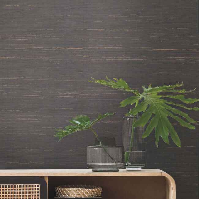 Inked Grass Charcoal Wallpaper - York Wallcoverings - VG4415 - York Wallcoverings Wallpaper