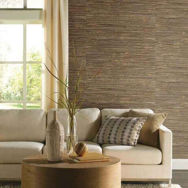 River Grass Black Wallpaper - York Wallcoverings - NZ0786 - York Wallcoverings Wallpaper