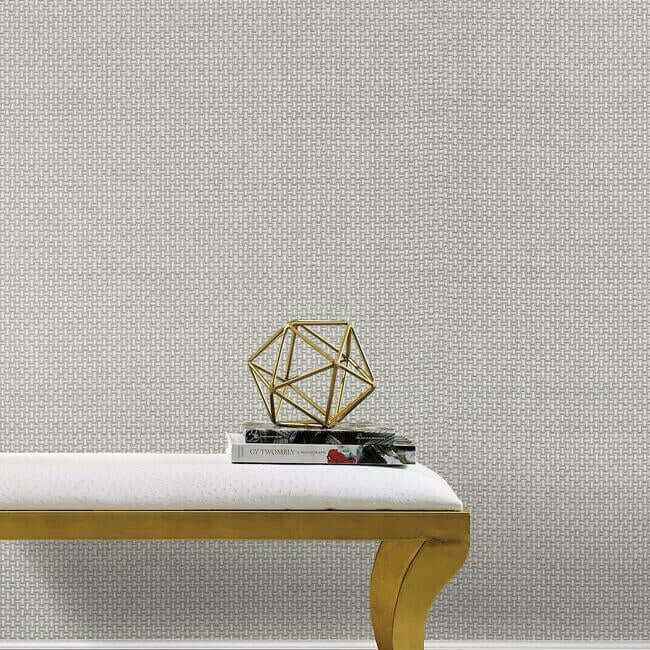 Cottage Basket Silver Metallic Wallpaper - York Wallcoverings - TL1906 - York Wallcoverings Wallpaper
