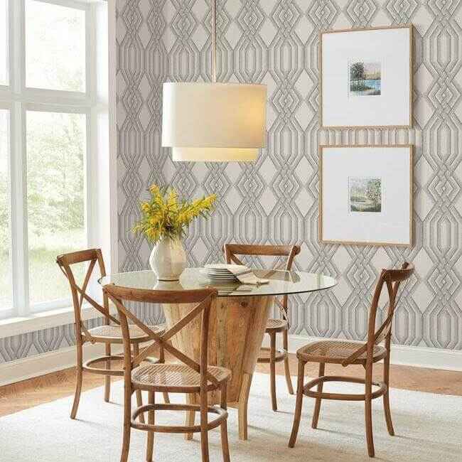 Etched Lattice Grey Wallpaper - York Wallcoverings - TL1911