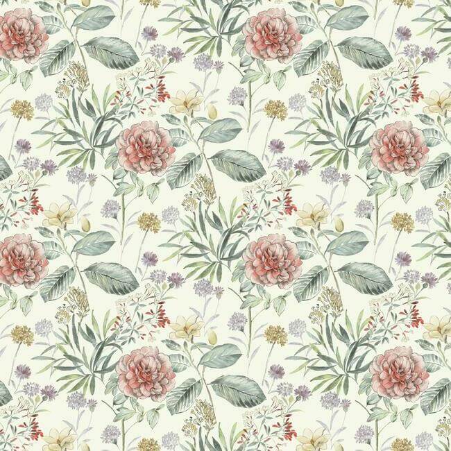 midsummer-floral-coral-wallpaper-york-wallcoverings-tl1919 - York Wallcoverings Wallpaper