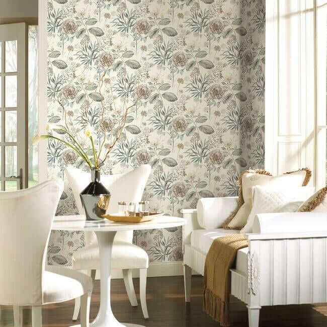 Midsummer Floral Beige & Green Wallpaper - York Wallcoverings - TL1918 - York Wallcoverings Wallpaper