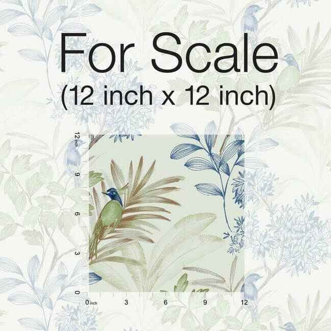 Handpainted Songbird Green & Blue Wallpaper - York Wallcoverings - TL1928 - York Wallcoverings Wallpaper