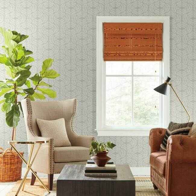 Fern Tile Light Grey Wallpaper - York Wallcoverings - TL1945 - York Wallcoverings Wallpaper