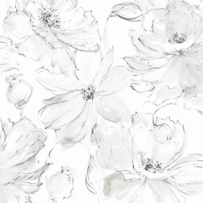 Floral Dreams Grey Wallpaper - York Wallcoverings - CL2520