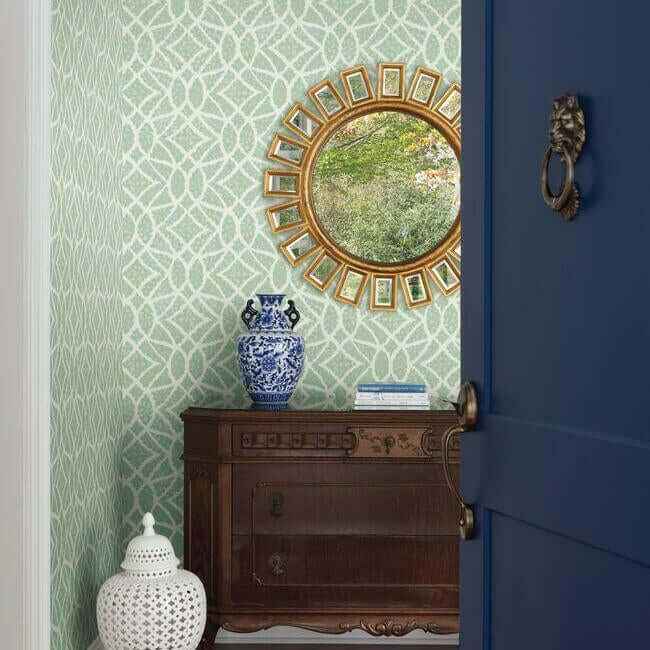 Boxwood Garden Teal Wallpaper - York Wallcoverings - GR5973 - York Wallcoverings Wallpaper