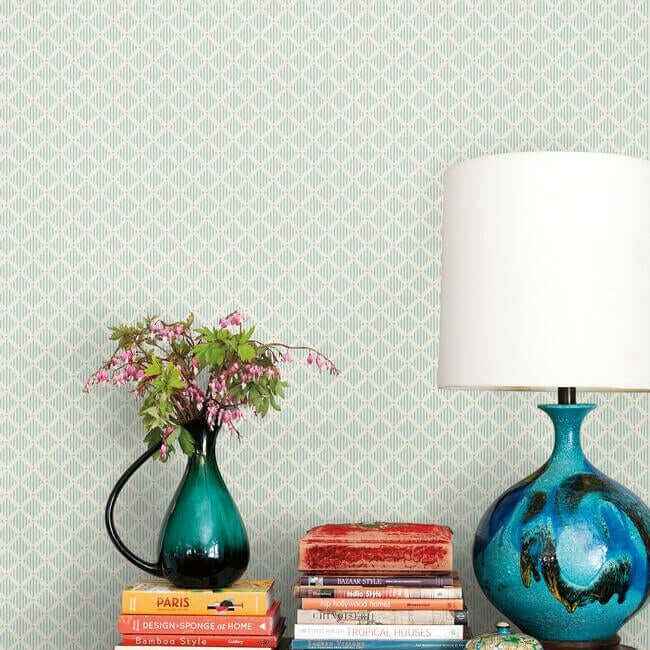 Diamond Gate Blue & Taupe Wallpaper - York Wallcoverings - GR6001 - York Wallcoverings Wallpaper